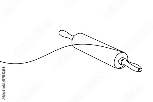 One line drawing of kitchen rolling pin for bakery tool minimalist isolated outline vector