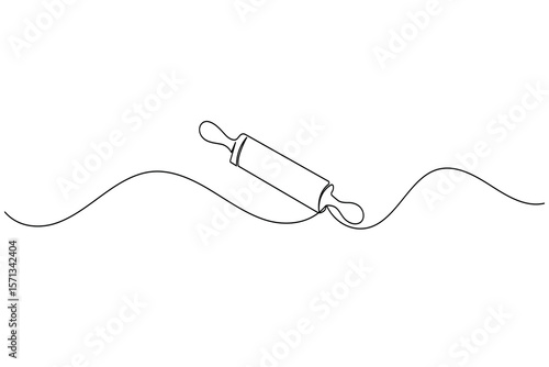 One line drawing of kitchen rolling pin for bakery tool minimalist isolated outline vector