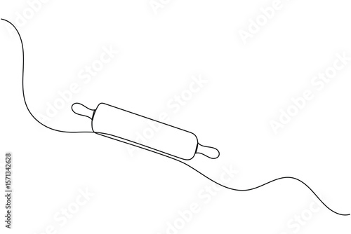 One line drawing of kitchen rolling pin for bakery tool minimalist isolated outline vector