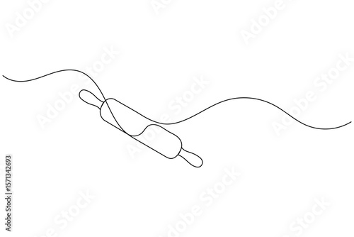 One line drawing of kitchen rolling pin for bakery tool minimalist isolated outline vector