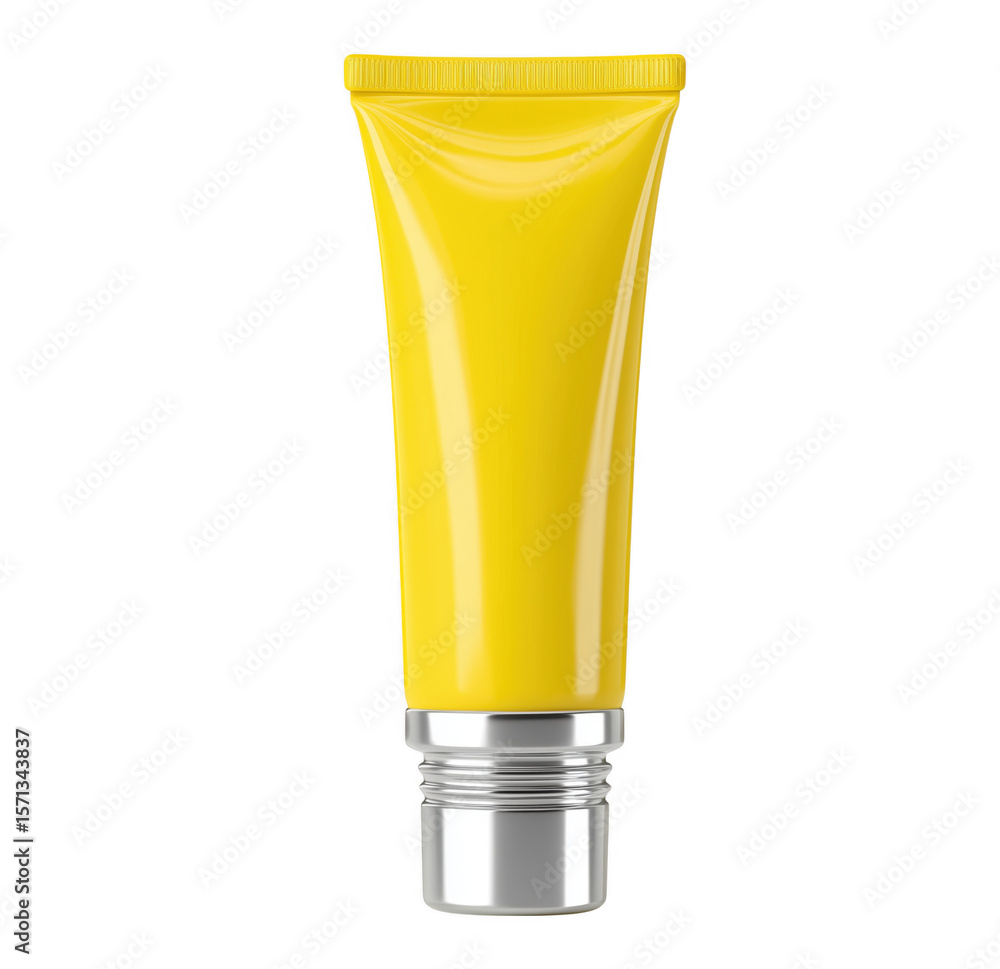 Realistic yellow tube of cream or cosmetic product on a black background Realistic yellow tube of cream or cosmetic product on a black background