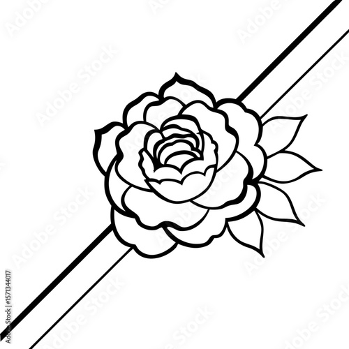 Right Side Peony Border Floral Design Elements AI Vector for Invitations, Cards & Decor 