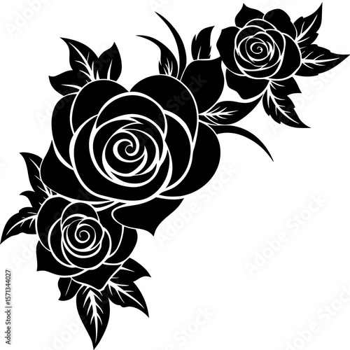 Right Side Peony Border Floral Design Elements AI Vector for Invitations, Cards & Decor 