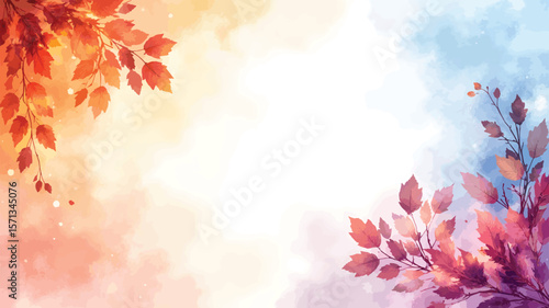 Autumn Leaves Watercolor Background fall