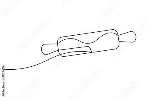 One line drawing of kitchen rolling pin for bakery tool minimalist isolated outline vector