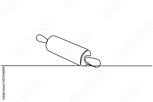 One line drawing of kitchen rolling pin for bakery tool minimalist isolated outline vector