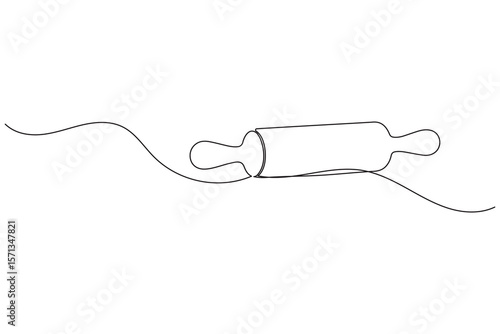 One line drawing of kitchen rolling pin for bakery tool minimalist isolated outline vector