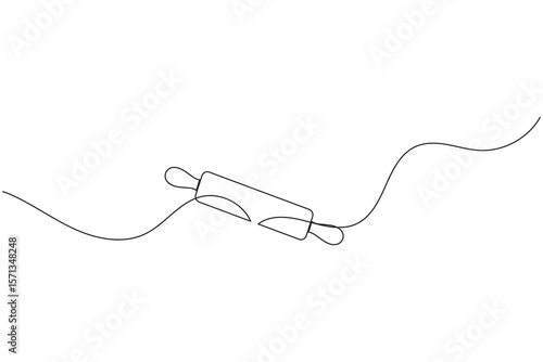 One line drawing of kitchen rolling pin for bakery tool minimalist isolated outline vector