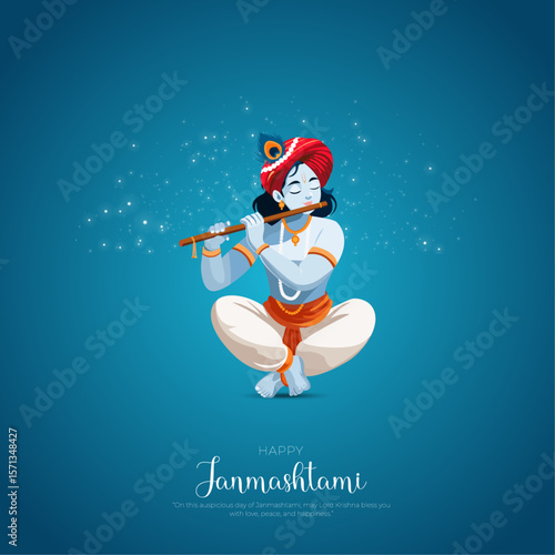 Happy Khrishna Janmashtami and dahi handi Hindu festival of happy shree lord krishna god born with janmashtami text and gradient background. abstract vector illustration design.