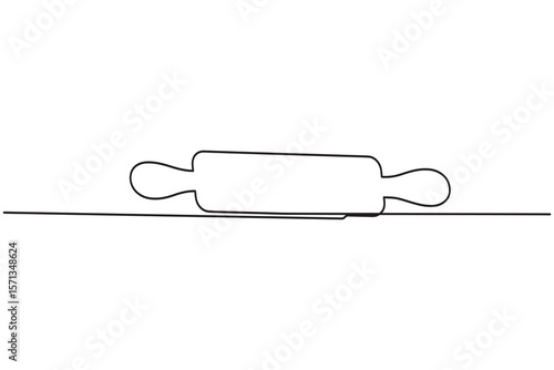 One line drawing of kitchen rolling pin for bakery tool minimalist isolated outline vector