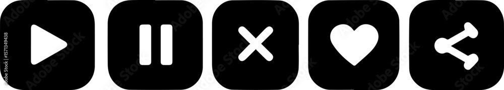 Obraz premium website button pack silhouette style