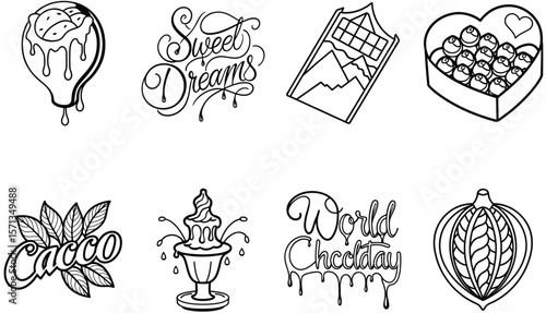 Chocolate treats and lettering sweets confectionery
