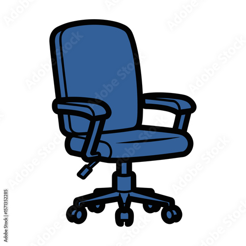 Blue Office Chair Vector Illustration