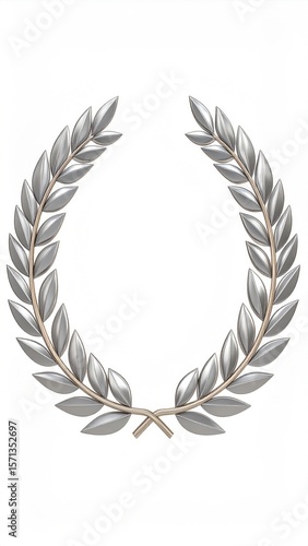 Silver and Gold Laurel Wreath on White Background
