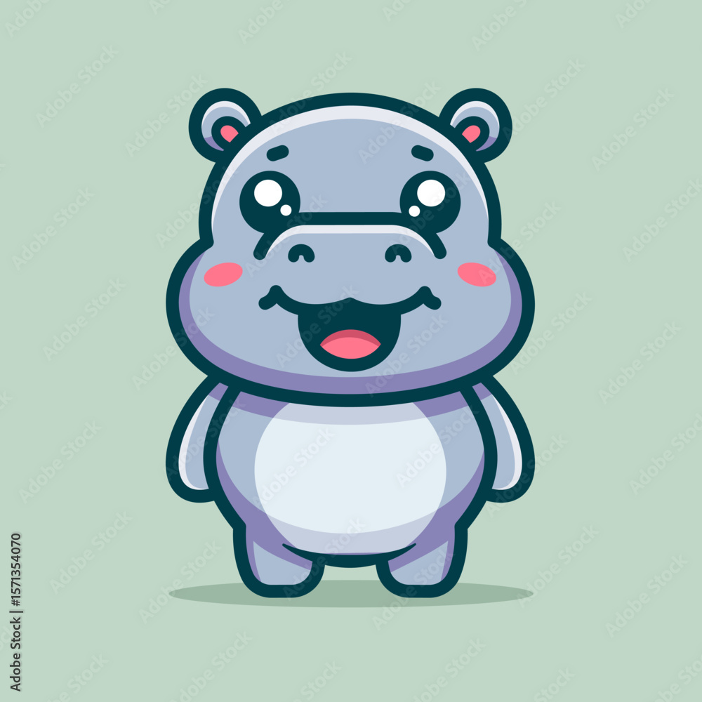 Naklejka premium Cute Hippopotamus Cartoon Vector Art, Illustration and Graphic