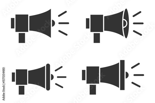 speaker icon set. noise icons symbol. sound level. silent signs. Volume symbol. Megaphone icons set. Loudspeaker megaphone icon collection. Shout announce. Loud speaker public announcement. EPS 10. 