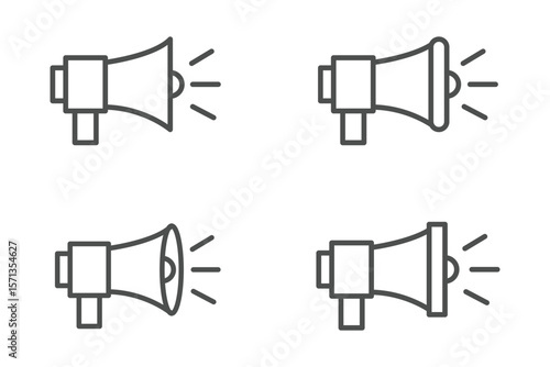 speaker icon set. noise icons symbol. sound level. silent signs. Volume symbol. Megaphone icons set. Loudspeaker megaphone icon collection. Shout announce. Loud speaker public announcement. EPS 10. 