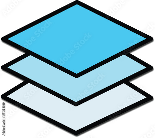 Layered Squares Icon Stacked Geometric Shapes for UI and Graphic Design.
