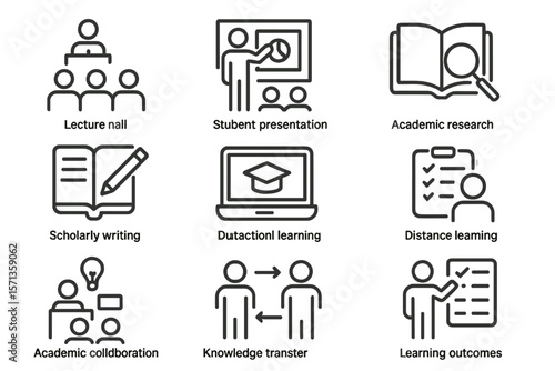 Education and learning icons vector illustration for academic concepts and design