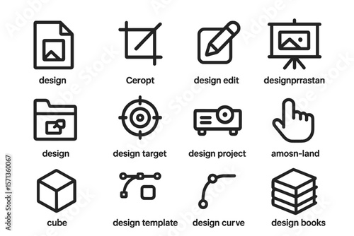 Modern line vector illustration of design and editing icons for digital projects