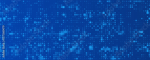Blue Tech Finance Fintech Background Abstract Pixel Pattern. Abstract Business Tech Science Vector Backdrop.
