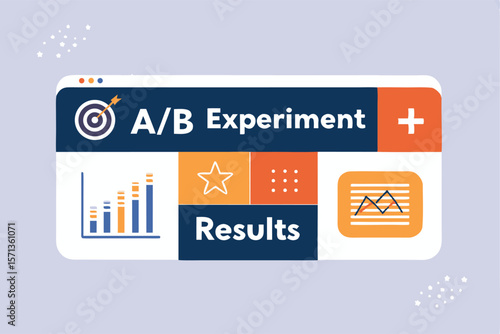 Vector digital ad testing visualizing A/B experiment results, data analytics, marketing strategies, campaign performance metrics.