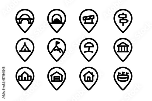 Free Download Location pin icons set vector illustration: travel and map symbols for modern design - GFXLoad