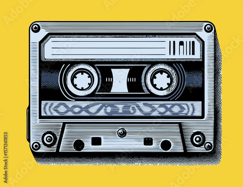 Retro Cassette Tape Illustration: Vintage Music Graphic
