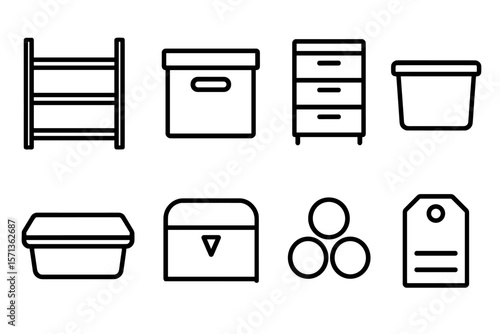 Minimalist storage and organization vector illustration for design projects