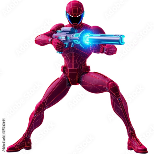 Hero holding futuristic blaster