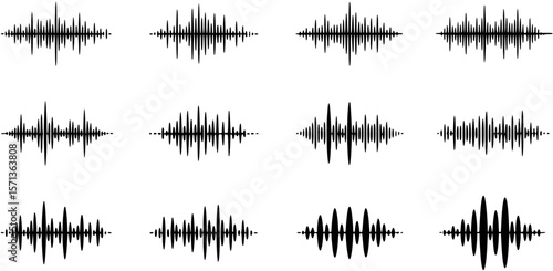 sound wave. simple audio signal symbol.