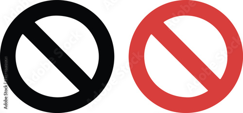 Classic red circle and slash prohibition symbol for no entry or forbidden actions
