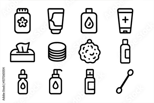 Personal care icons vector illustration: simple black and white set for beauty and hygiene design