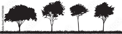 A diverse vector set of natural grass silhouettes for landscape and forest design.