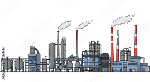 Industrial factory skyline vector illustration in flat style for design projects
