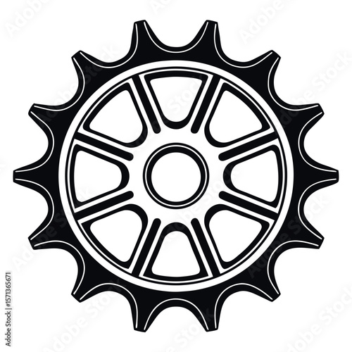 Black gear sprocket illustration isolated on white background
