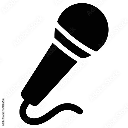 Wired Microphone Silhouette Icon