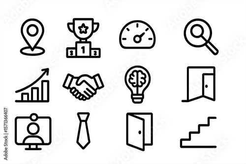 Minimalist business and success icons vector illustration for web and app design