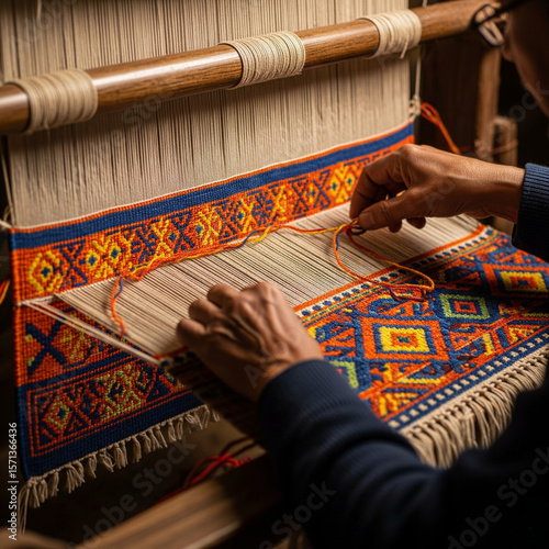  The Beauty of Traditional Weaving: Skilled Hands Weaving Colorful Fabric