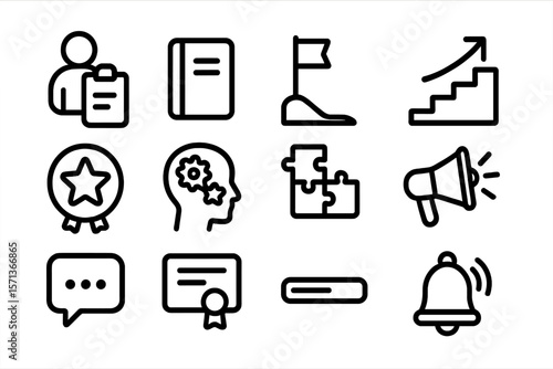 Business and education icon set vector illustration for apps and websites in line style