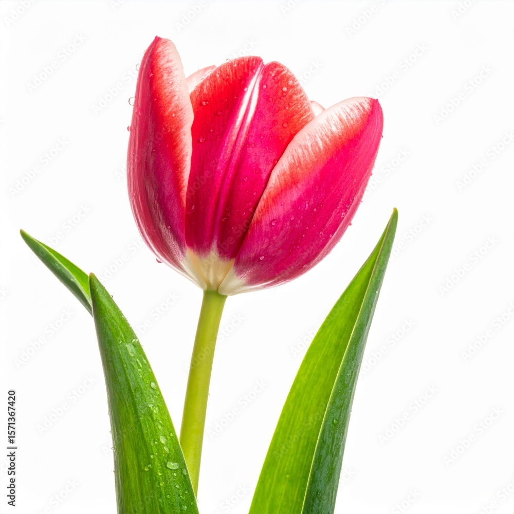 Naklejka premium Red and White Tulip Closeup