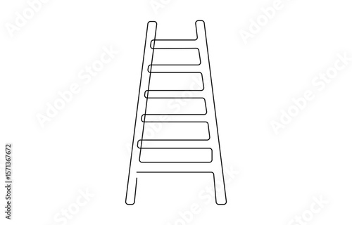 Ladder continuous one line drawing vector illustration. Pro vector, Set of stepladder, steps, construction ladder one line art, Single line drawing of repair, professional, hand, people, concept. 