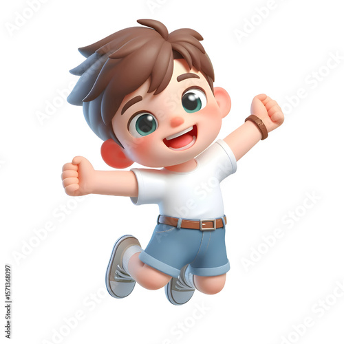 cartoon kid jumping with joy transparent background