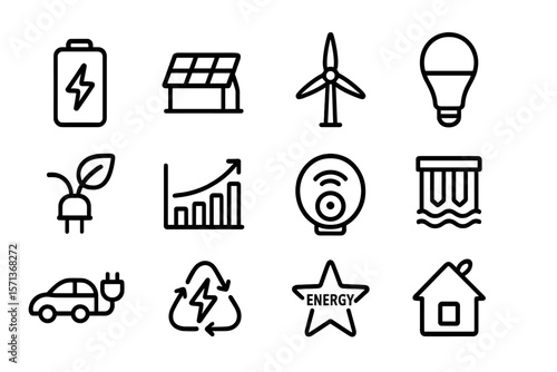 Eco-friendly energy sources and sustainability vector illustration for design in line style