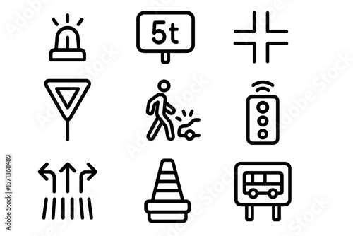 Traffic and road sign vector illustration in flat style for design use