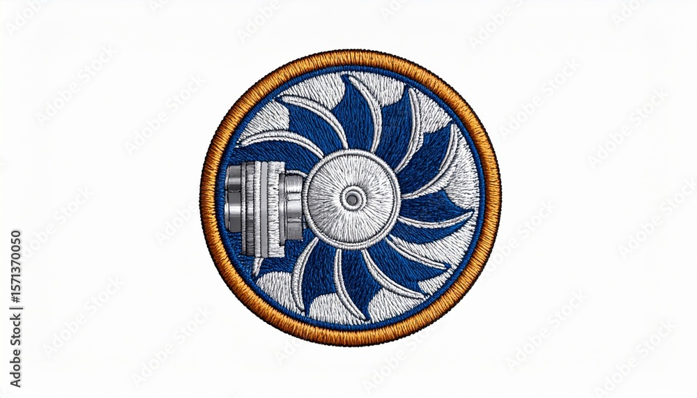 Obraz premium Blue and White Circular Engine Fan Design