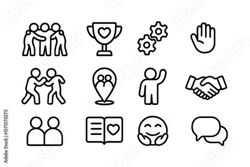 Minimalist icon set vector illustration for social interaction and communication design