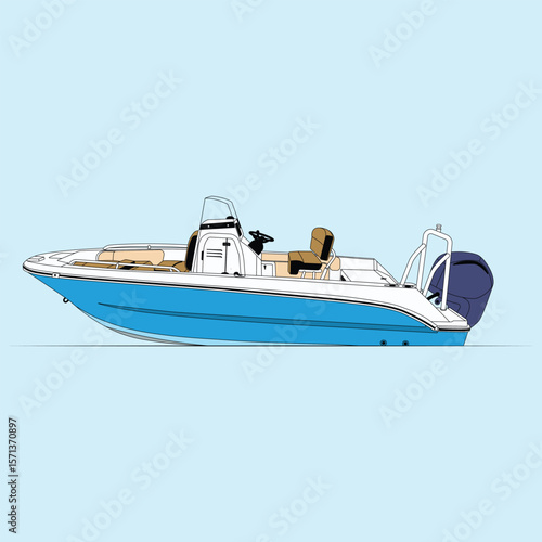Vector Boat Line Art Illustration 