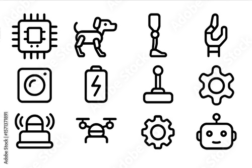 Futuristic technology icons vector illustration for digital design and interfaces