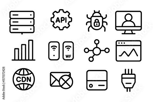 Network security and technology icons vector illustration for digital design projects